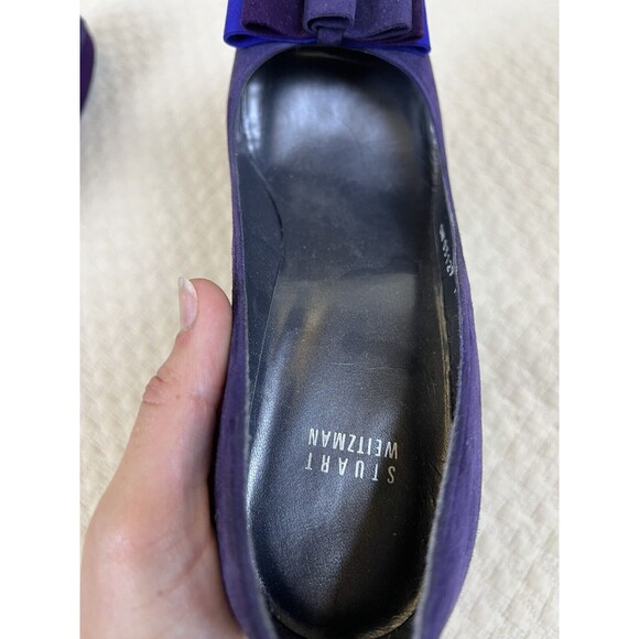Stuart Weitzman Peep Toe‎ Heels Moda Suede Platform Bow | New No Box | Size 10 - Picture 9 of 13